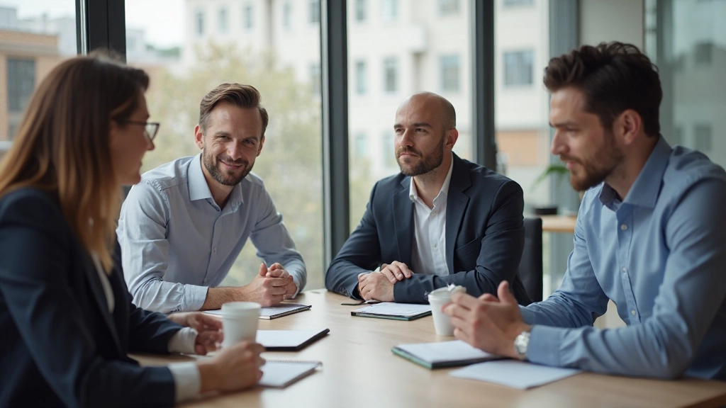 Группа профессионалов в деловом обсуждении с активным взаимодействием
