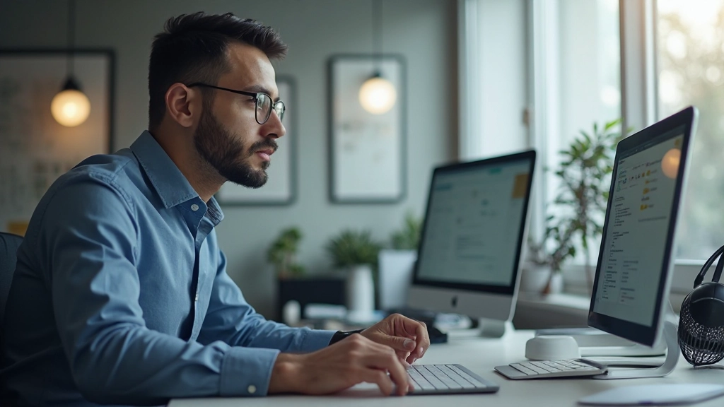 Профессионал работает с цифровыми технологиями в современном офисе